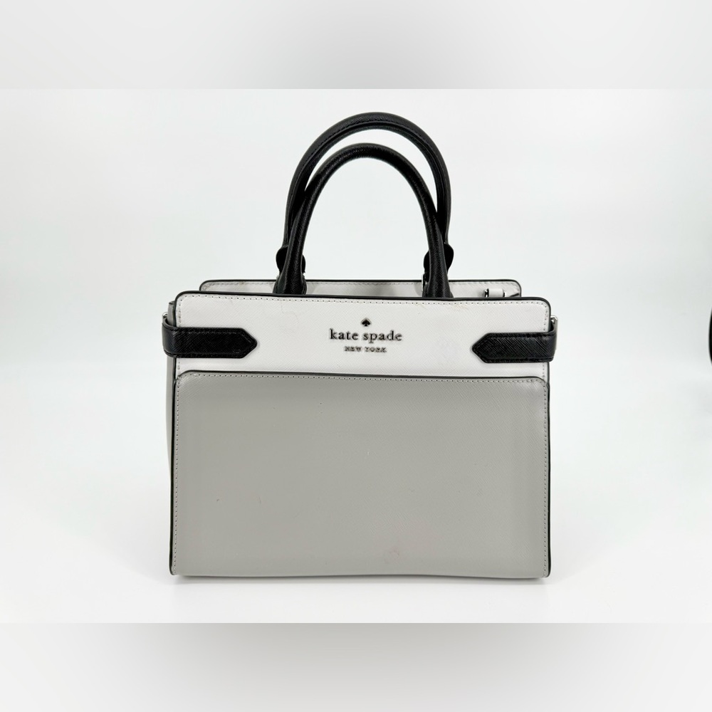 Kate Spade NY Colorblock Satchel & Matching Wallet Set - Gray, White & Black - Picture 2 of 9